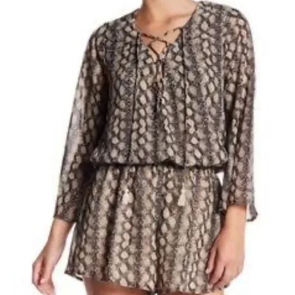 Show Me Your MuMu Black and Cream Patterned Romper - Picture 1 of 5